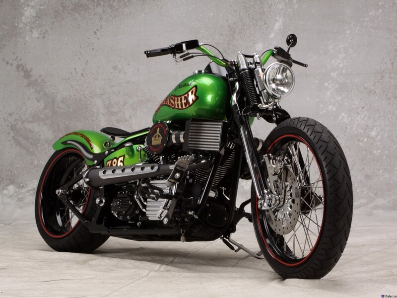 Custom Green Motorcycle — Neutral, Photograph, Fuel Tank
