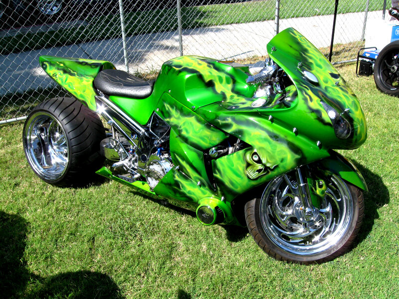 Custom Green Motorcycle — Showcase, Afternoon