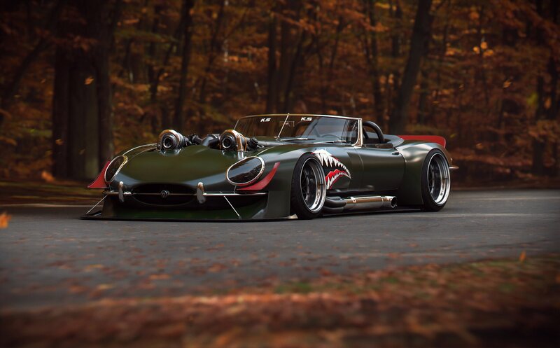 Custom Green Race Car