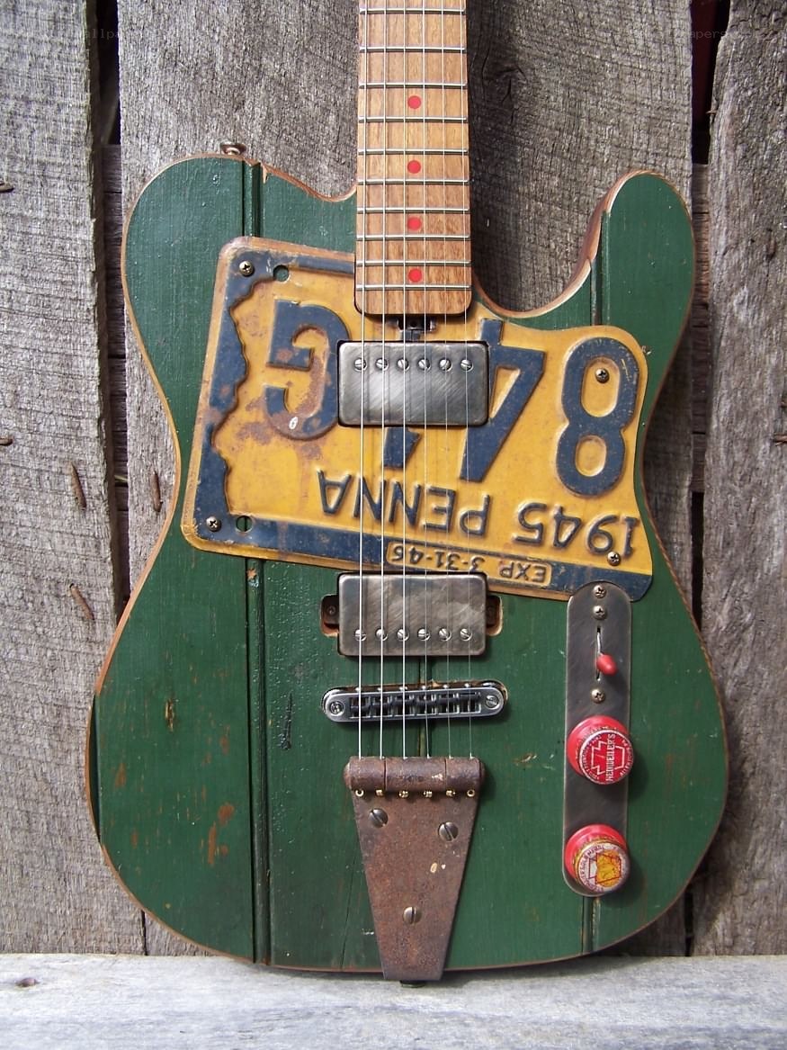 Custom guitar with license plate