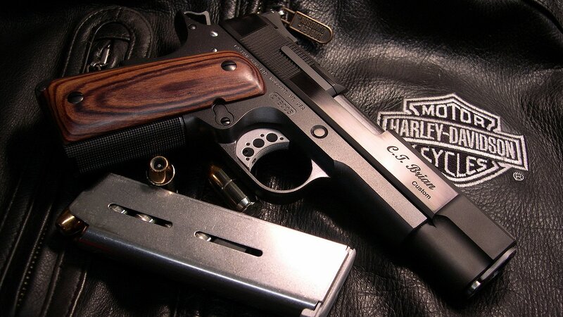 Custom Handgun on Leather — Black, Dramatic