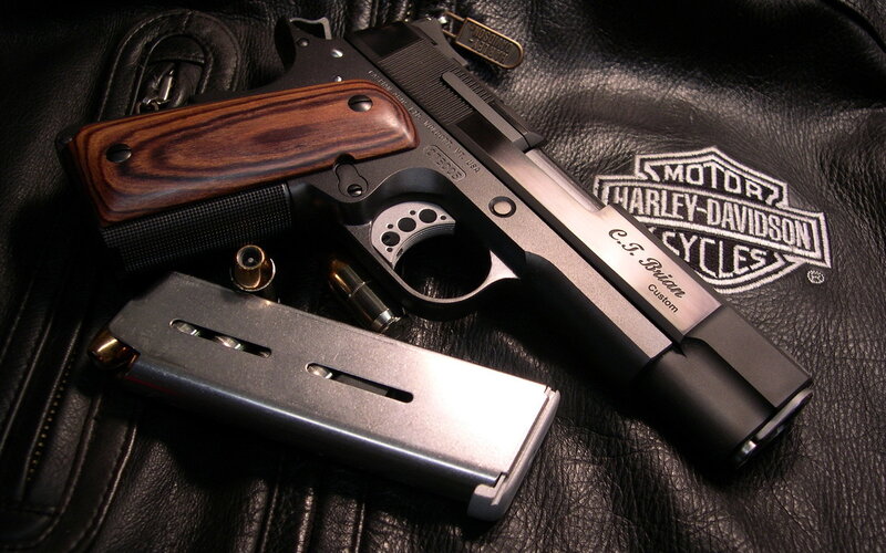 Custom Handgun on Leather — Black