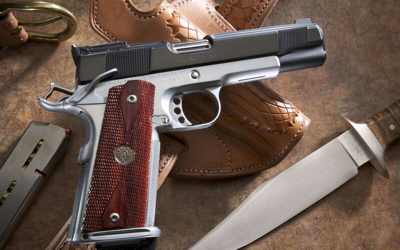 Custom Handgun with Knife — Brown