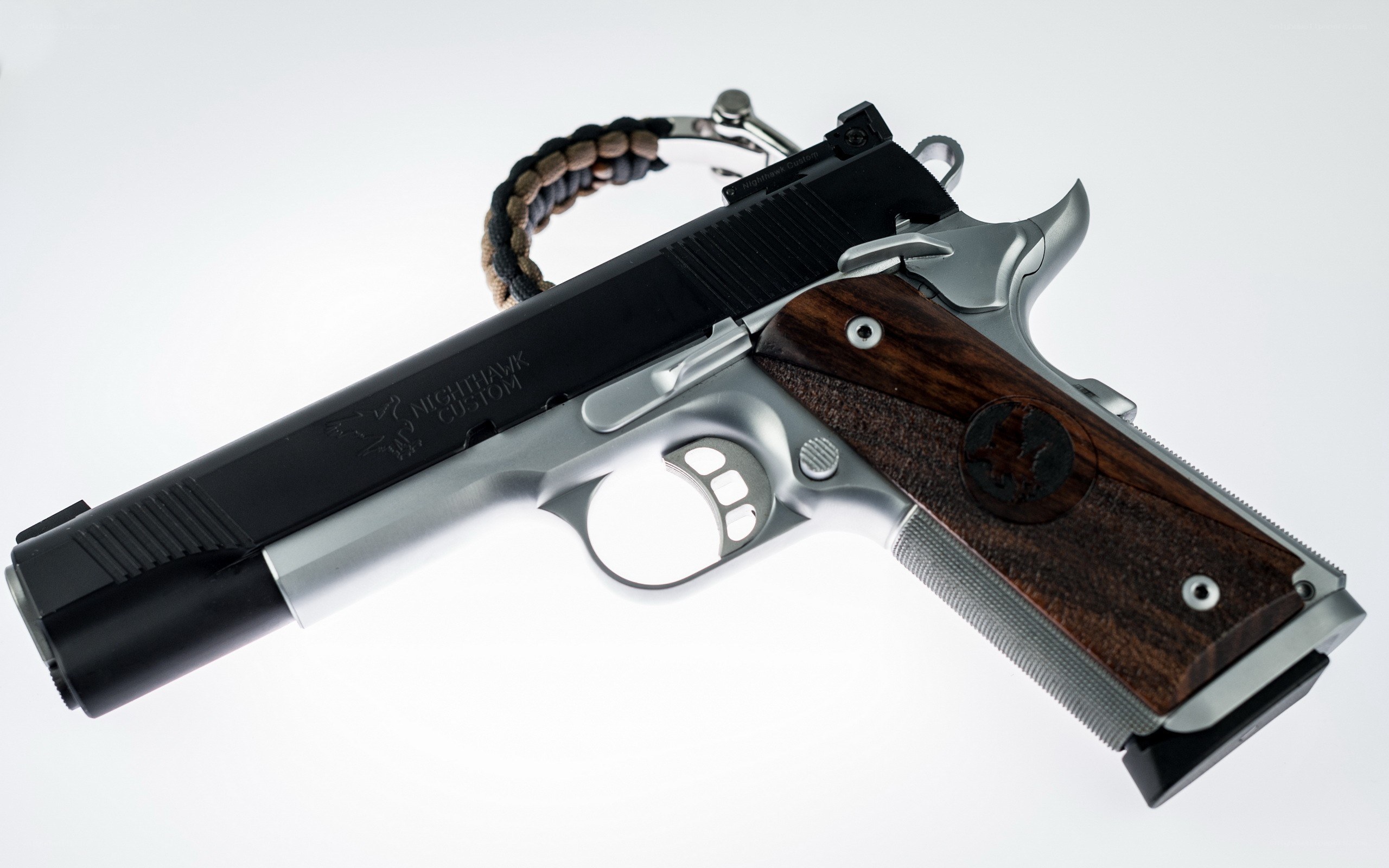 custom handgun with wooden grips