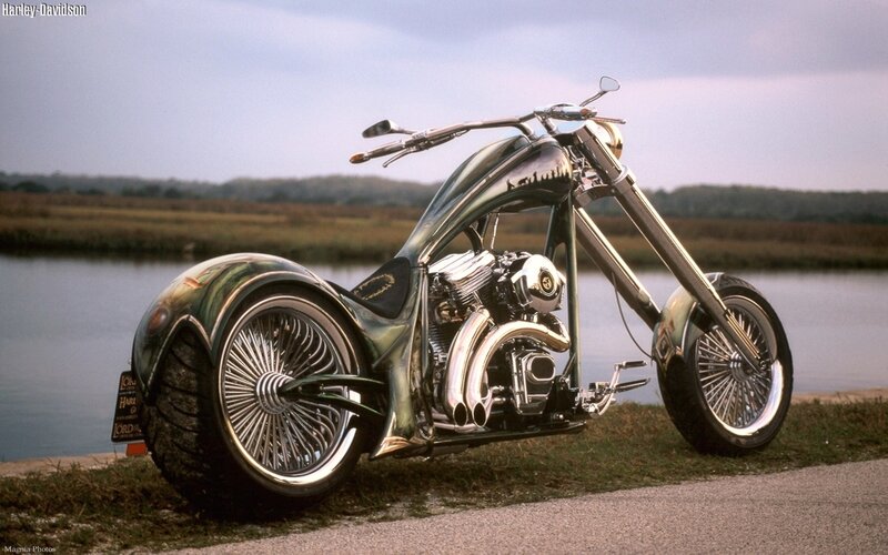 Custom Harley-davidson Chopper — Green
