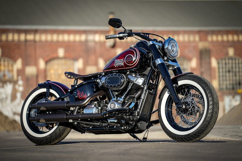 Custom Harley-davidson Motorcycle — Black, Dramatic, Afternoon, Photograph
