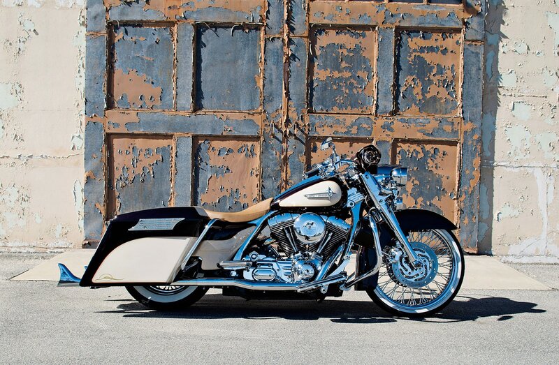 Custom Harley-davidson Motorcycle — Black, Dramatic, Afternoon