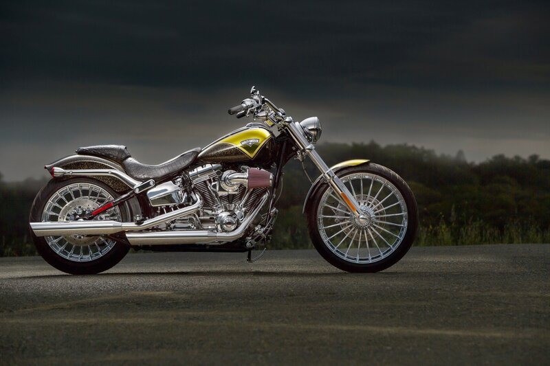 Custom Harley-davidson Motorcycle — Black, Dramatic, Photograph