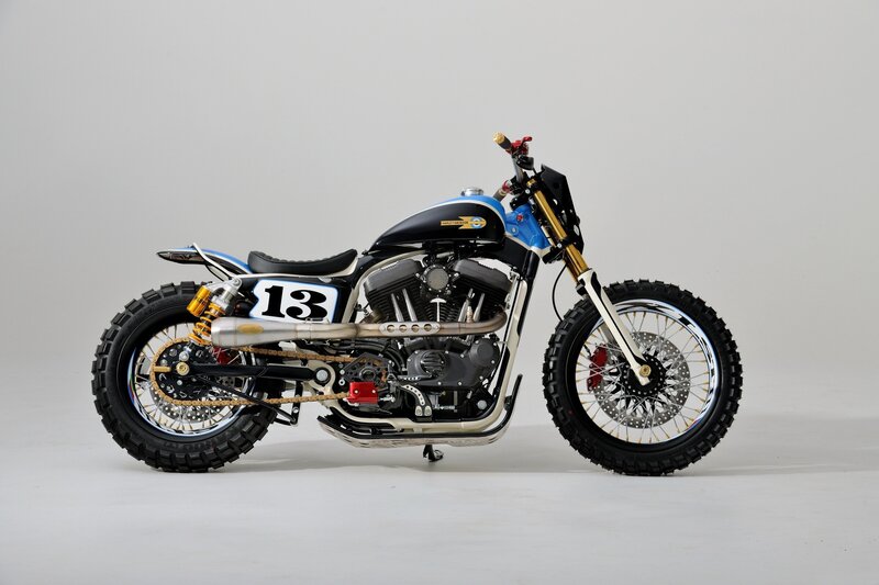 Custom Harley-davidson Motorcycle — Black, Neutral, Photograph, Number Plate, Exhaust Pipe