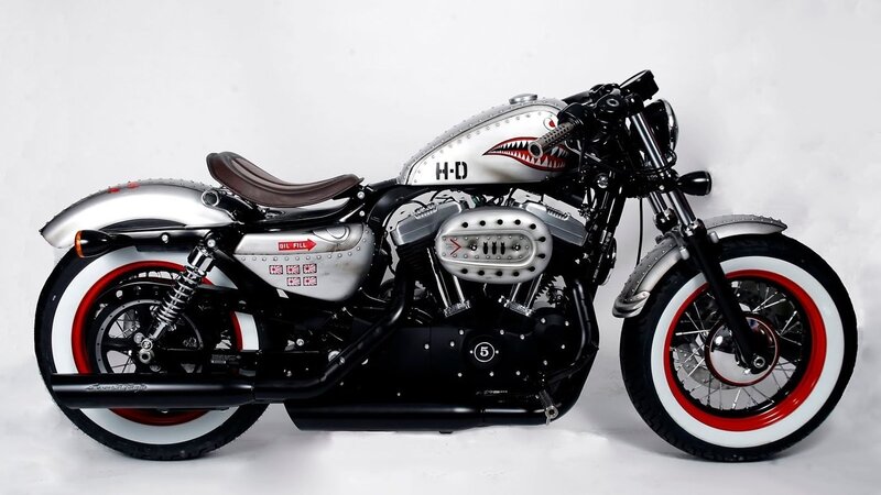 Custom Harley-davidson Motorcycle — Silver, Neutral, Photograph