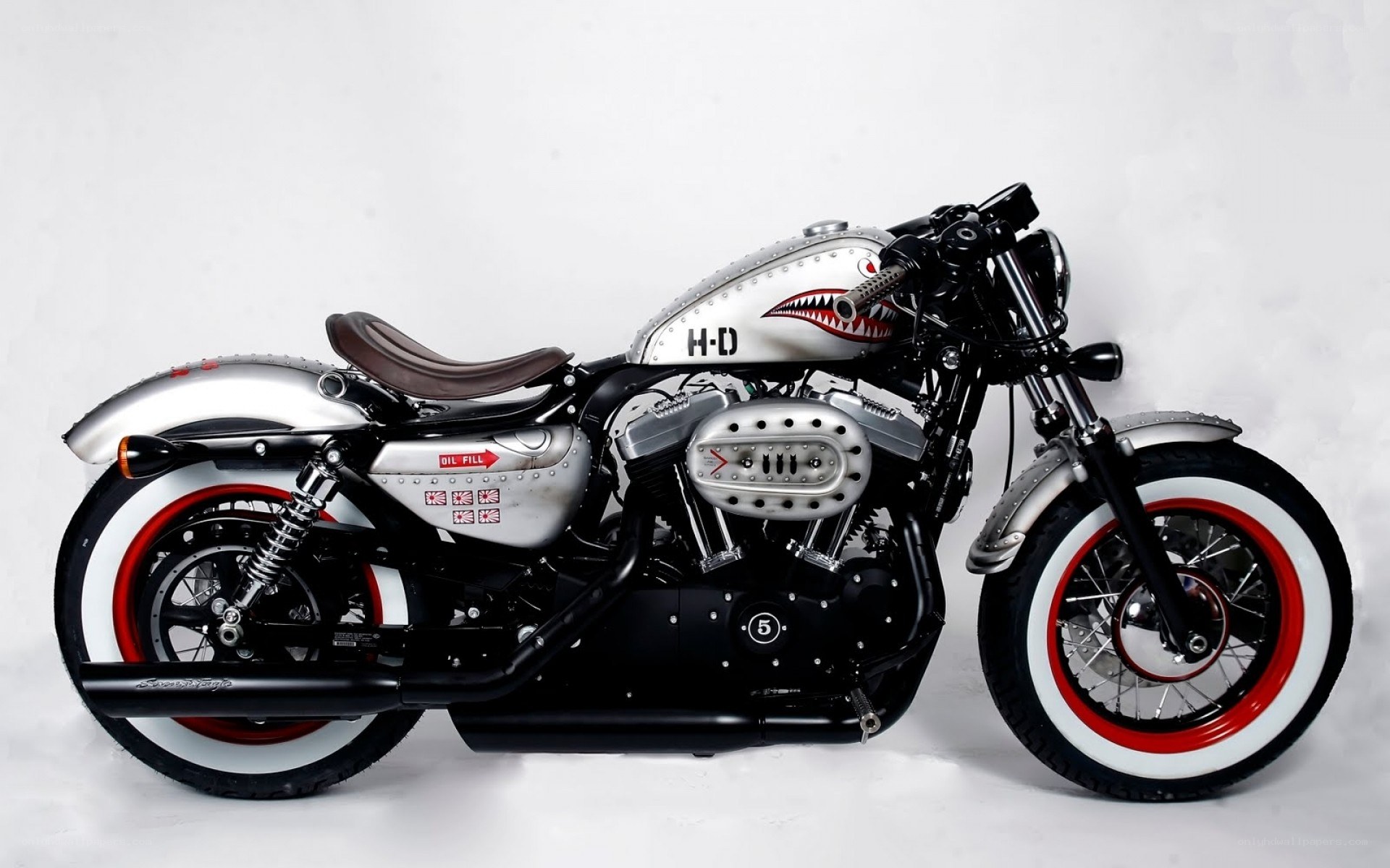 custom harley-davidson with shark design