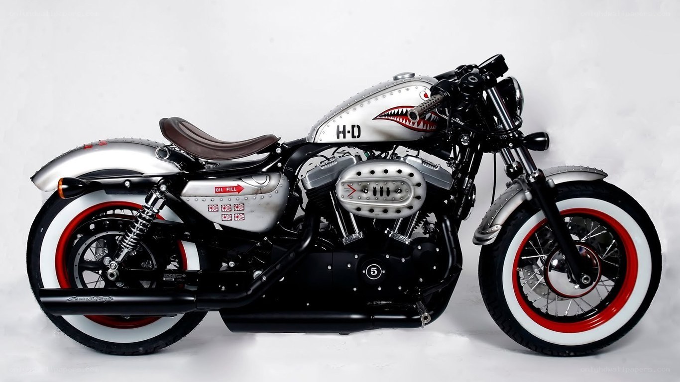 custom harley-davidson with shark design