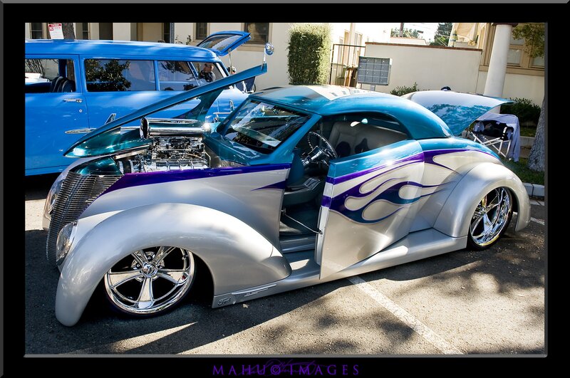 Custom hot rod car at show