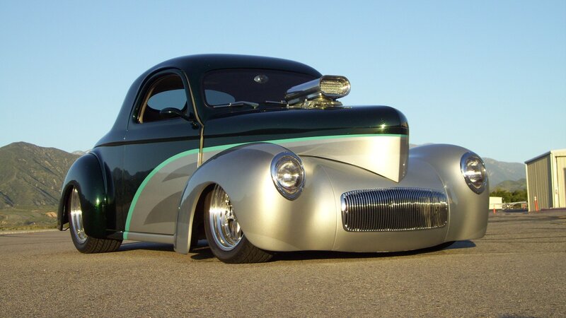 Custom Hot Rod Car — Black, Calm, Afternoon, Photograph, Mountains