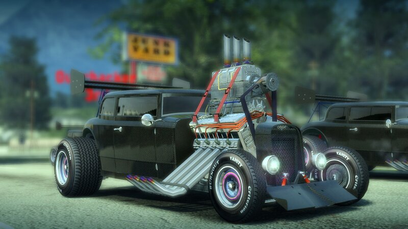 Custom Hot Rod Car — Black, Dramatic, Afternoon, 3d Render