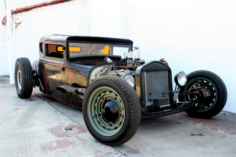 Custom Hot Rod Car — Black, Dramatic, Afternoon, Photograph, Wall