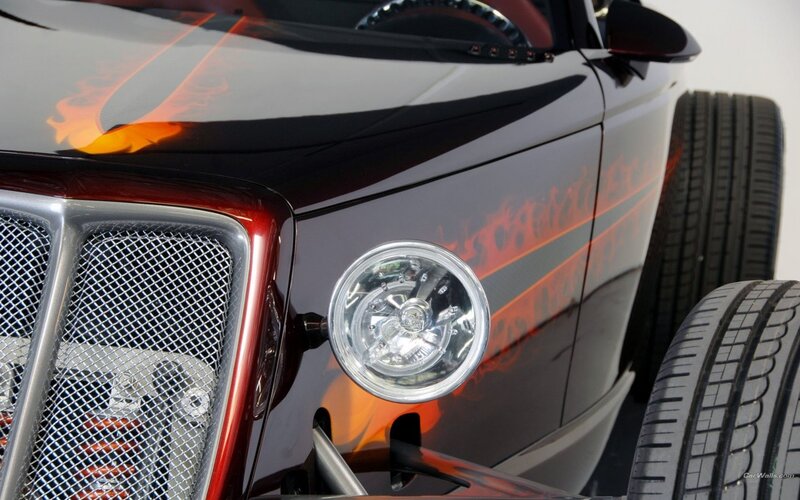 Custom Hot Rod Car — Black, Dramatic, Photograph, Flame Decals