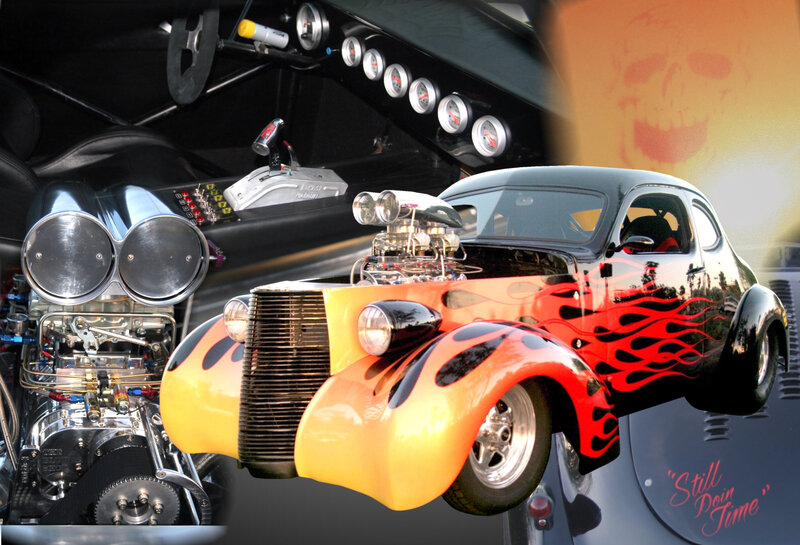 Custom Hot Rod Car — Black, Dramatic, Sunset
