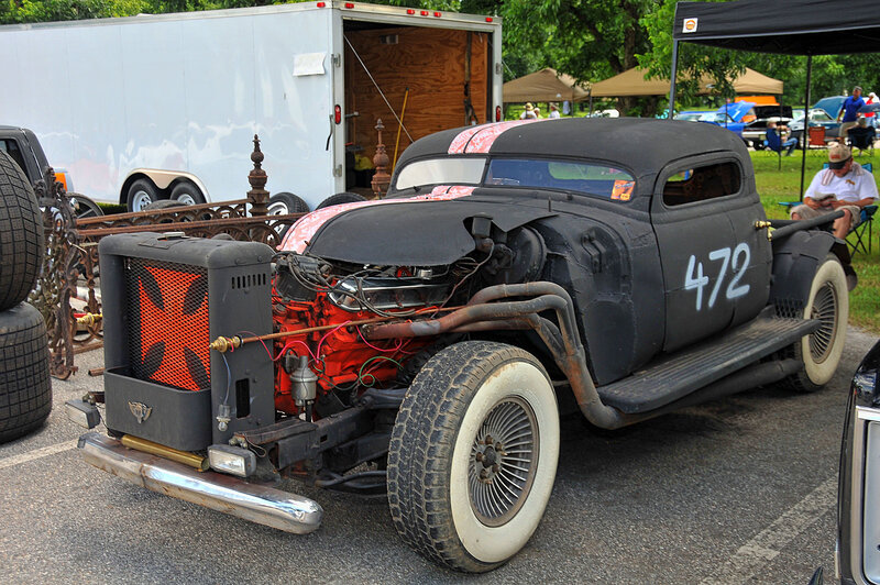 Custom Hot Rod Car — Black, Outdoor, Afternoon, Photograph, Tire