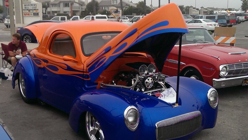 Custom Hot Rod Car — Blue, Showcase, Afternoon