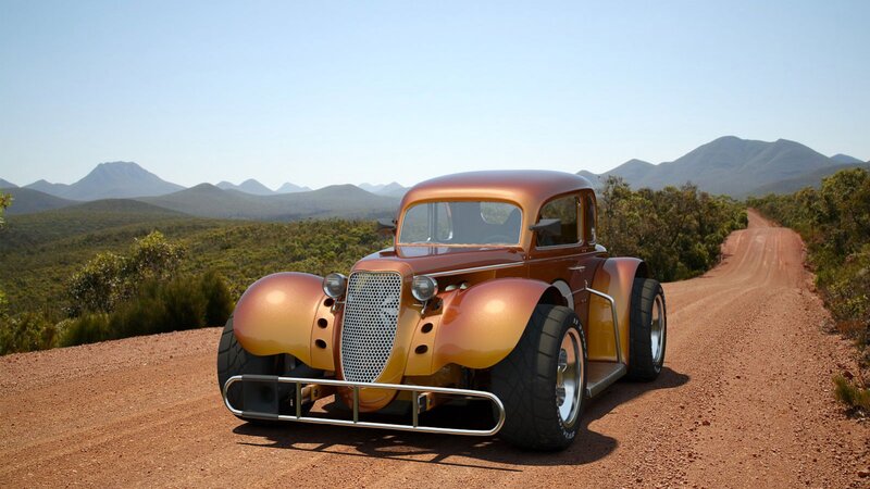 Custom Hot Rod Car — Brown, Serene, Afternoon