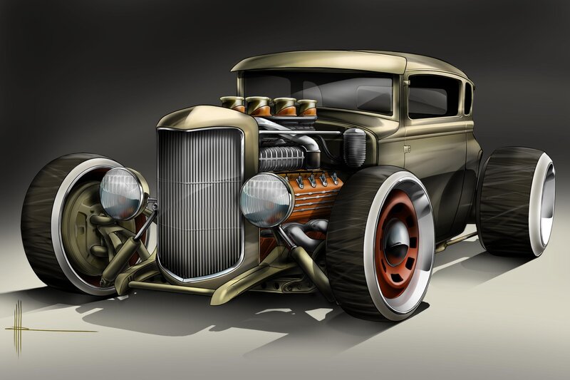 Custom Hot Rod Car — Gold