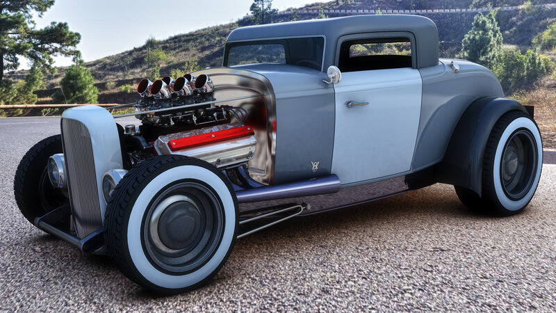 Custom Hot Rod Car — Gray, Calm