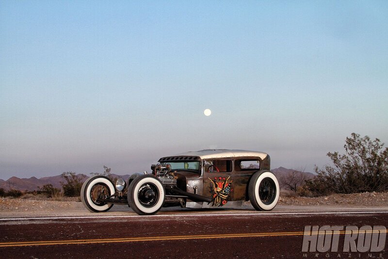 Custom Hot Rod Car — Gray, Dramatic, Night, Photograph