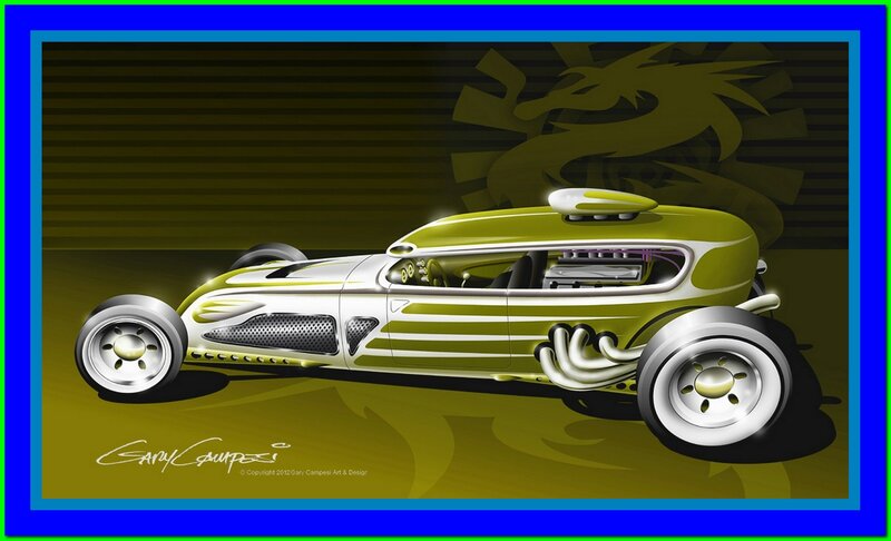 Custom Hot Rod Car — Green, Dramatic