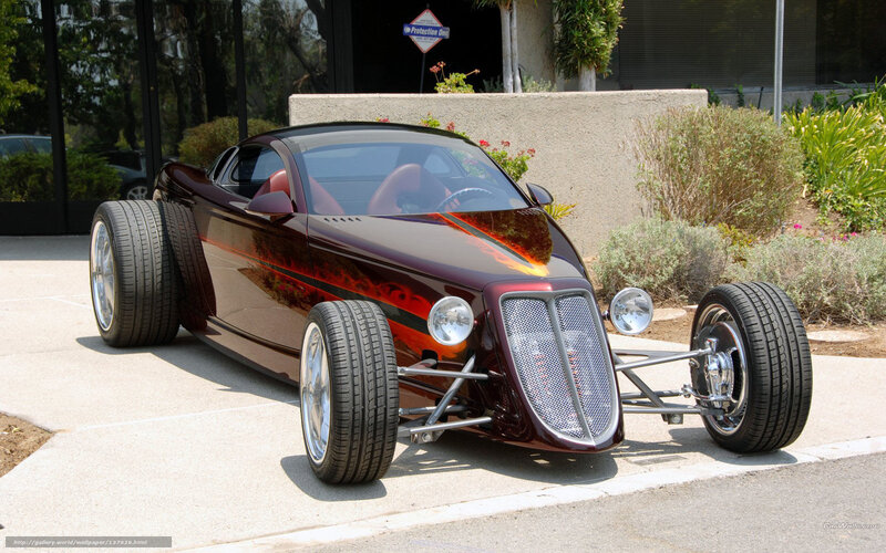 Custom Hot Rod Car — Maroon, Calm, Afternoon