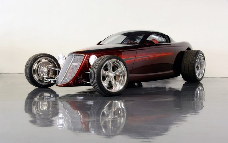Custom Hot Rod Car — Maroon, Dramatic, Photograph