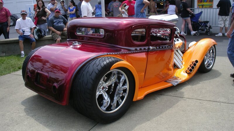 Custom Hot Rod Car — Maroon, Outdoor