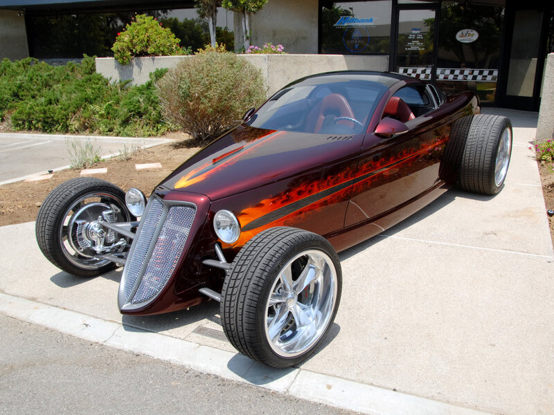 Custom Hot Rod Car — Maroon, Showcase, Afternoon