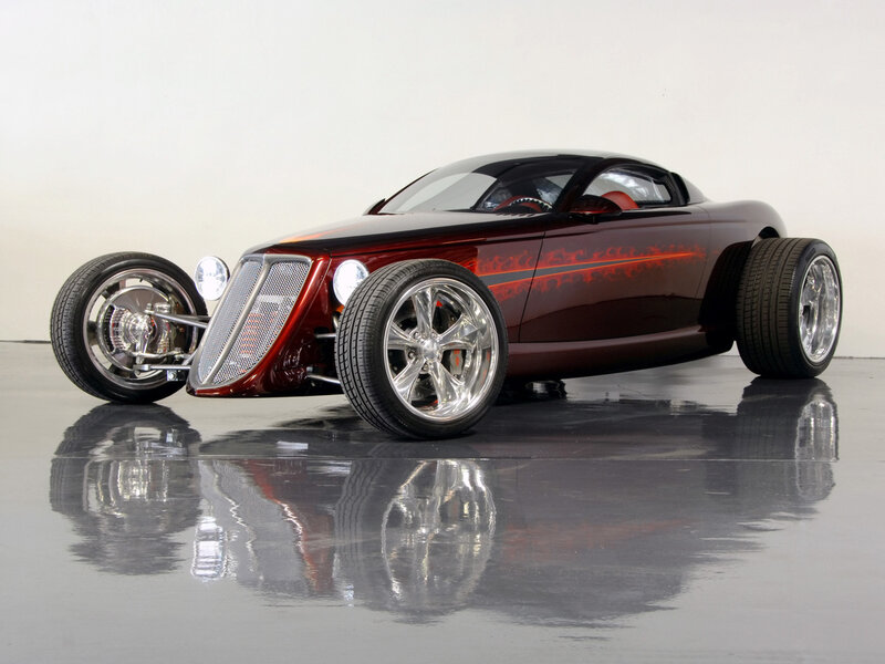 Custom Hot Rod Car — Maroon, Showcase, Photograph, Flame Decals