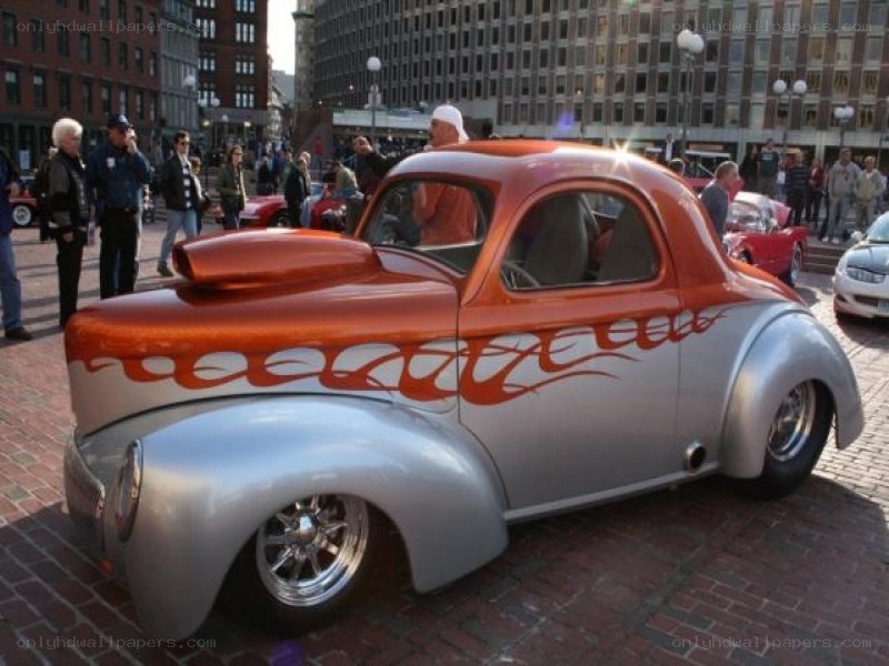 Custom hot rod car on display