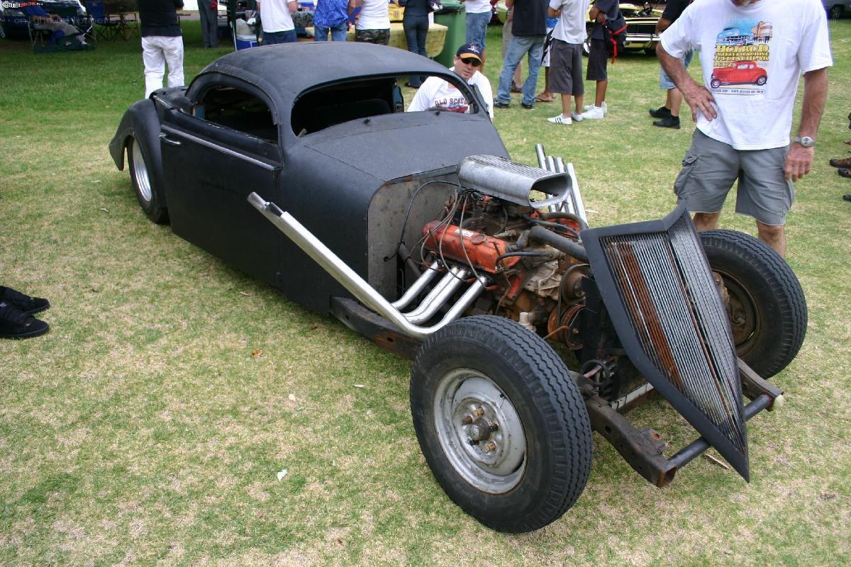 Custom hot rod car on display