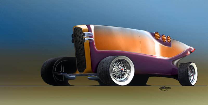 Custom Hot Rod Car — Purple, Dramatic