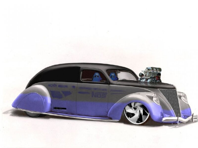 Custom Hot Rod Car — Purple, Showcase, Digital Art, Engine