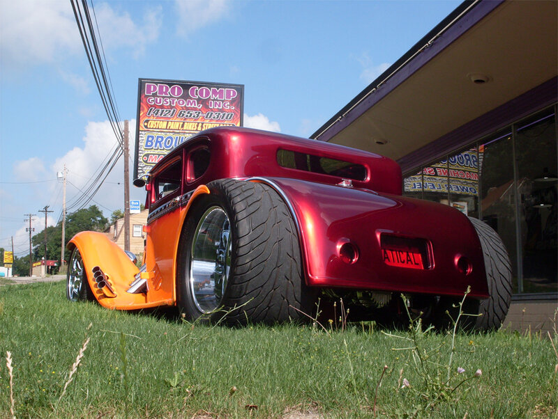 Custom Hot Rod Car — Red, Bright