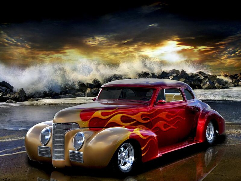 Custom Hot Rod Car — Red, Dramatic