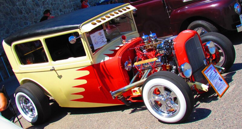Custom Hot Rod Car — Red, Showcase, Afternoon