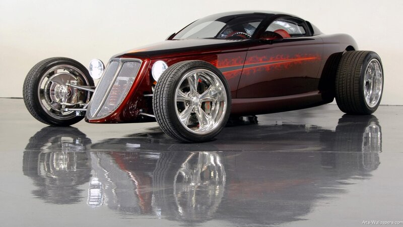 Custom Hot Rod Car — Red, Showcase, Photograph, Fire Design