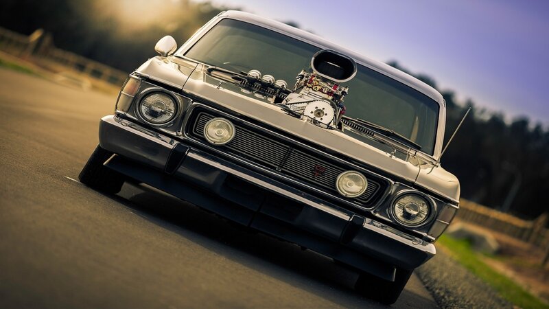 Custom Hot Rod Car — Silver, Dramatic, Sunset