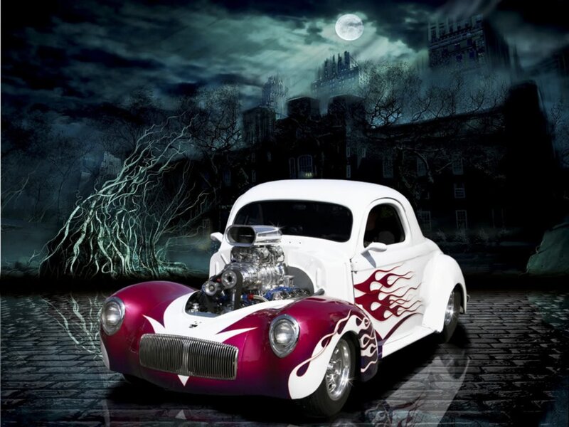 Custom Hot Rod Car — White, Dramatic