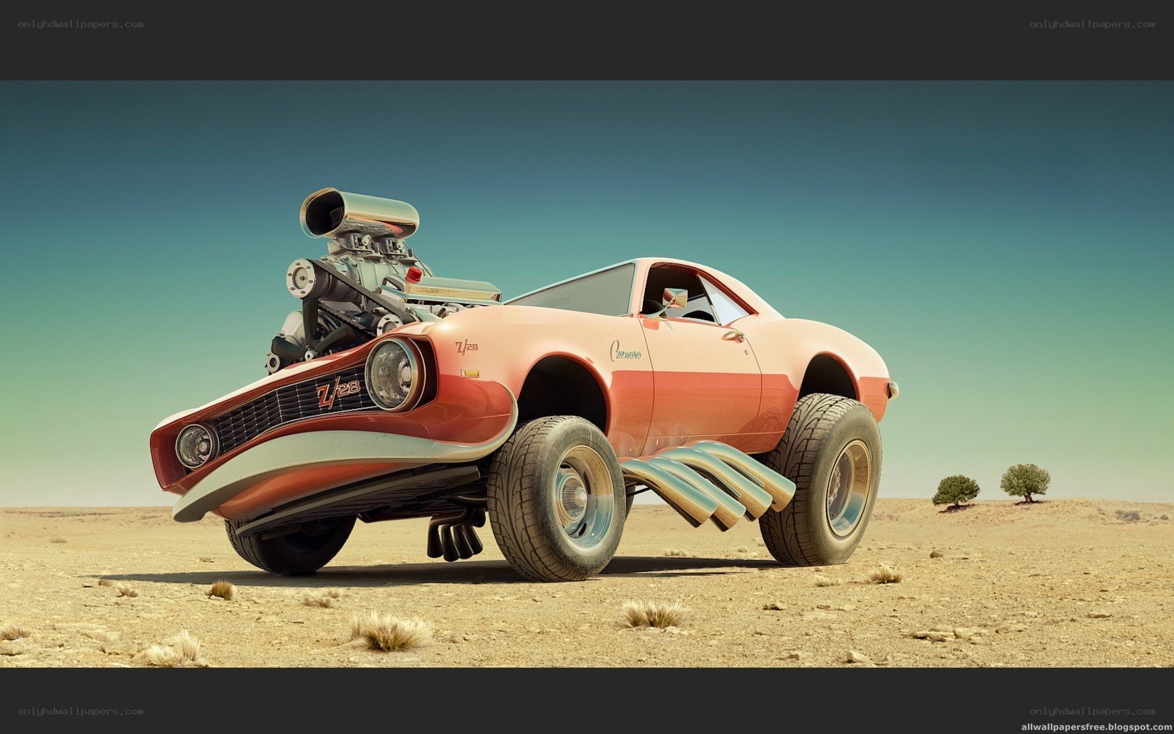 custom hot rod in desert