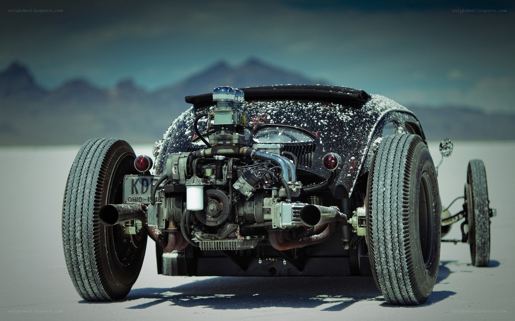 custom hot rod in desert