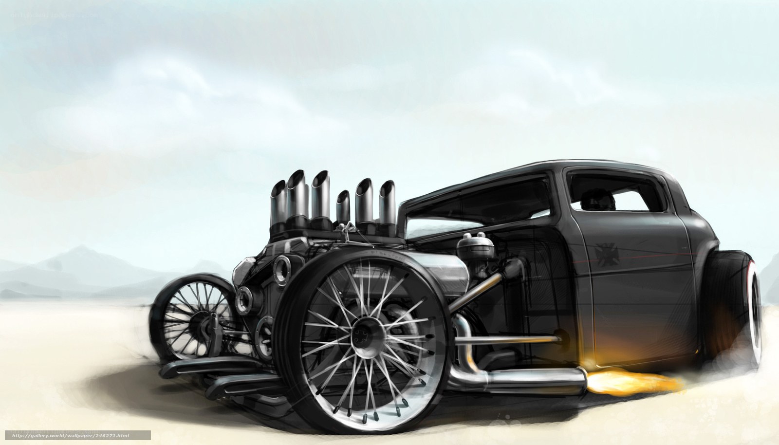 custom hot rod in desert
