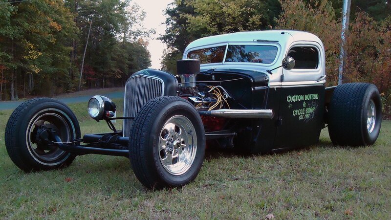 Custom Hot Rod Truck — Black, Calm, Autumn, Photograph