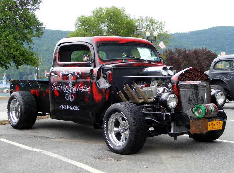 Custom Hot Rod Truck — Black, Showcase, Afternoon