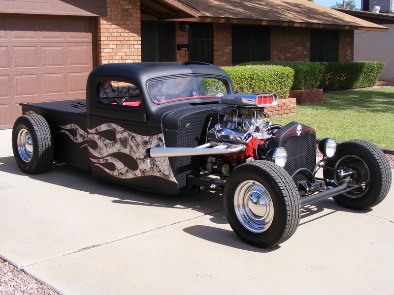 Custom Hot Rod Truck — Black, Showcasing